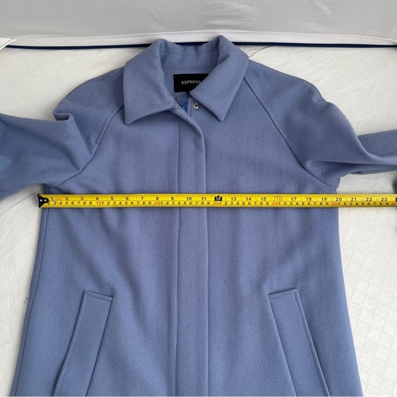Express vintage 90s Y2K light blue single breast wool pea coat M - Picture 8 of 14